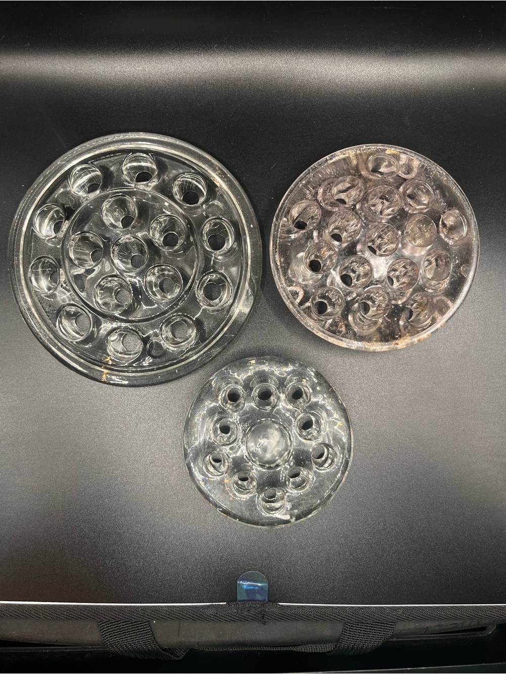 Vintage Clear Glass Flower Frog Set - Home Accents